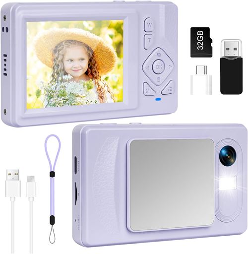 Appareil Photo Num&eacute;rique - NEOZHOU - 4K UHD 48MP - &Eacute;cran LCD 2,8"" - Zoom 18x - Violet