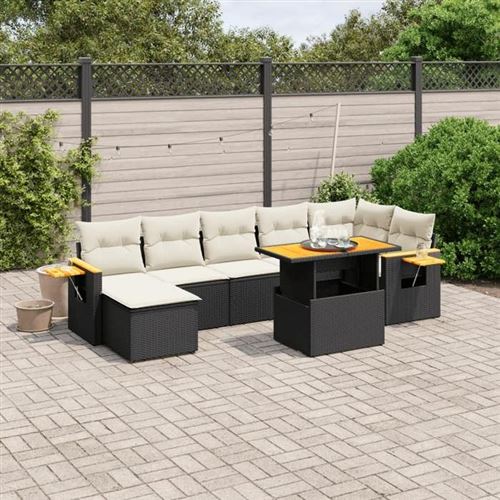 Non Communiqué Noir Vidaxl Salon De Jardin Avec Coussins 8 Pcs, Canapés De Terrasse, Ensemble De Meubles De Patio, Mobilier D'extérieur, 3273625