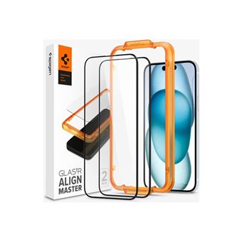 Verre Trempé Spigen Glass tR AlignMaster 2 Pack, FC Black - iPhone