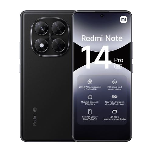 Xiaomi Redmi Note 14 Pro 5G 12Go RAM 256Go Noir