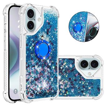 IPhone 16 Plus de Étui Pour de téléphone avec beu d'anneau Débit de sable mousseux Protection antichoc Bague Bague GANGXUN Bleu - 1