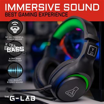 Casque Gaming filaire supra auriculaire The G-Lab Korp Yttrium pour PS Xbox et PC Noir et Vert