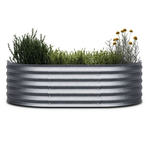 Potager Surélevé Blumfeldt High Grow Extended de 150 x 60 x 43 cm en tôle d'acier ondulée Gris
