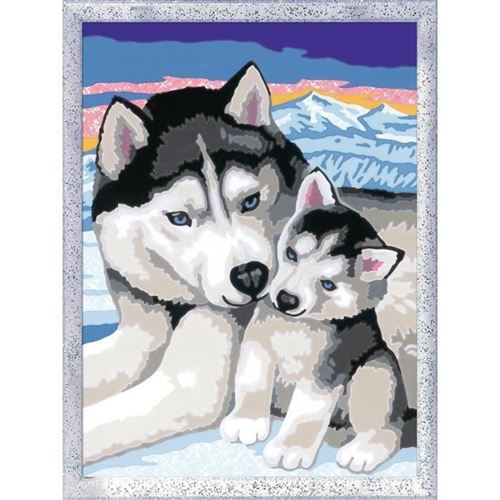Ravensburger – Numéro d'Art format 13x18cm – Chiot Husky et chaton – Loisir créatif – Kit peinture par numéros – Peinture phosphorescente – Activité créative – Dès 7 ans – 29666 – Version française