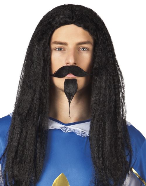 Boland perruque mousquetaire Gerard avec moustache et barbe hommes noirs