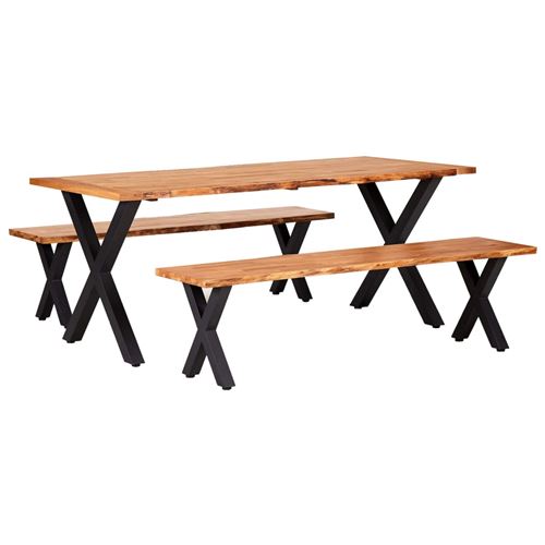 vidaXL Ensemble de salle à manger 3 pcs Bois de chêne massif Naturel