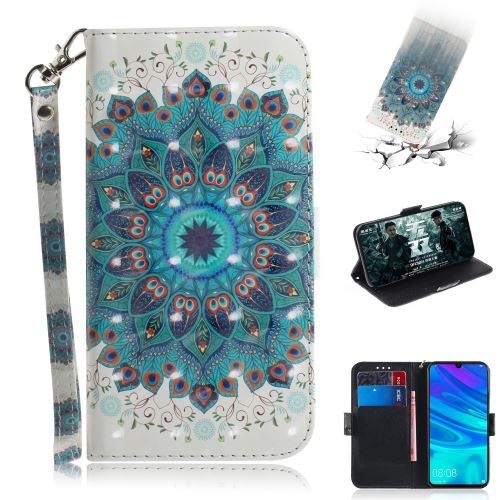Etui en PU impression de motifs décor points lumineux fleur bleue pour votre Huawei P Smart (2019)