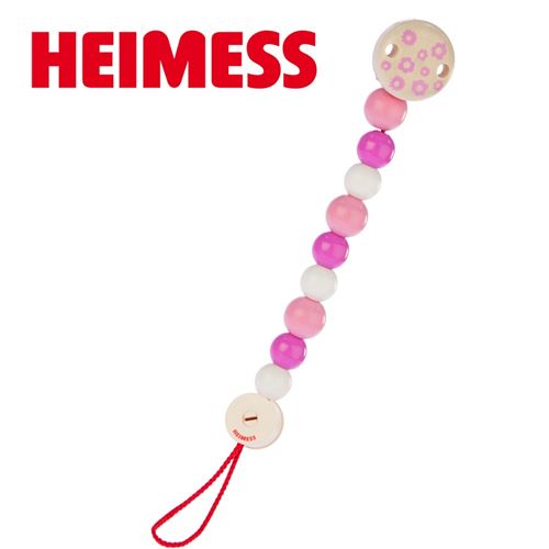 Attache Sucette En Bois Bébé Rose Fleurs