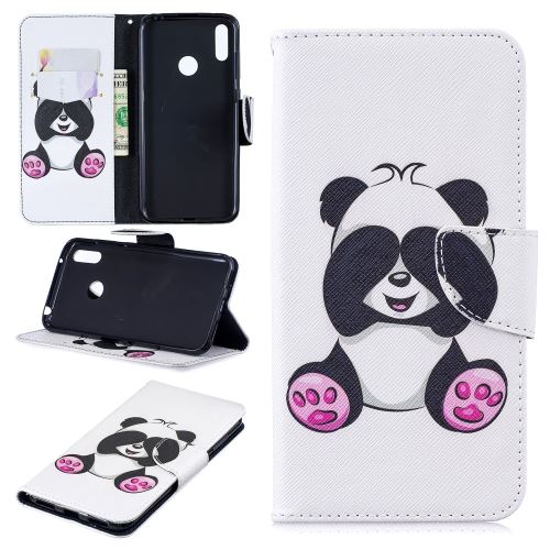 Etui en PU impression de motifs mignon panda pour votre Huawei Y7 (2019)
