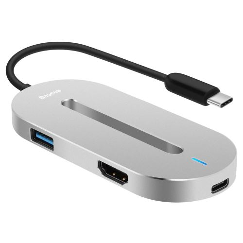 Hub USB C Baseus Adaptateur 3 Ports USB 3.0, HDMI 4K Macbook Chromebook Argent