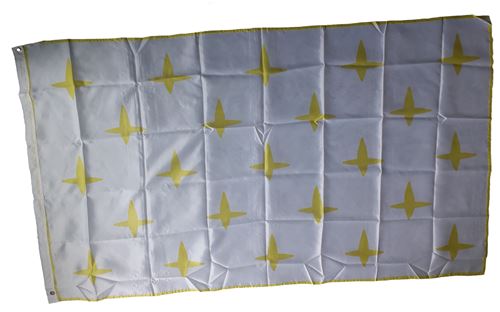 Drapeau blanc avec étoiles jaune 150 x 90 cm à oeillets