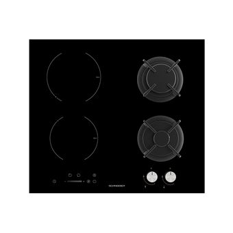 Schneider SCTGI640S - Table de cuisson mixte induction et gaz - 4 plaques de cuisson - Niche - largeur : 56 cm - profondeur : 49 cm