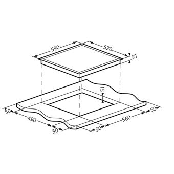 Schneider SCTGI640S - Table de cuisson mixte induction et gaz - 4 plaques de cuisson - Niche - largeur : 56 cm - profondeur : 49 cm