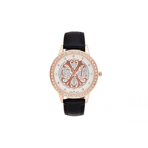 Montre Femme CXL à Quartz Cadran Argenté/Blanc 36 mm Et Bracelet Noir En PU CXLS18041-RG
