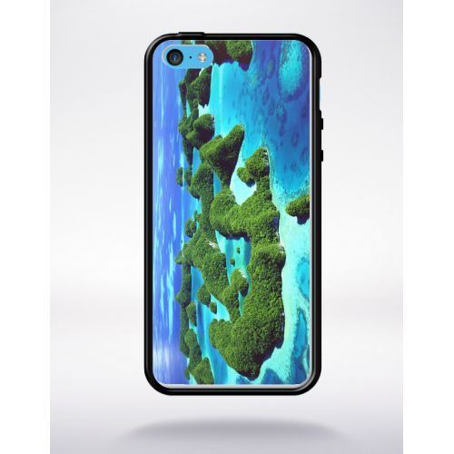 Coque plage avec dunes de verdure compatible apple iphone 5c bord noir silicone