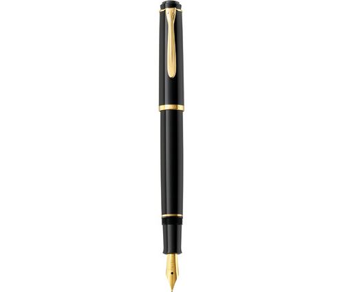 Pelikan fllhalter p 200, schwarz, federbreite m vergoldete edelstahlfeder, vergoldeter pelikan-schnabel-clippatronenfllsystem,
