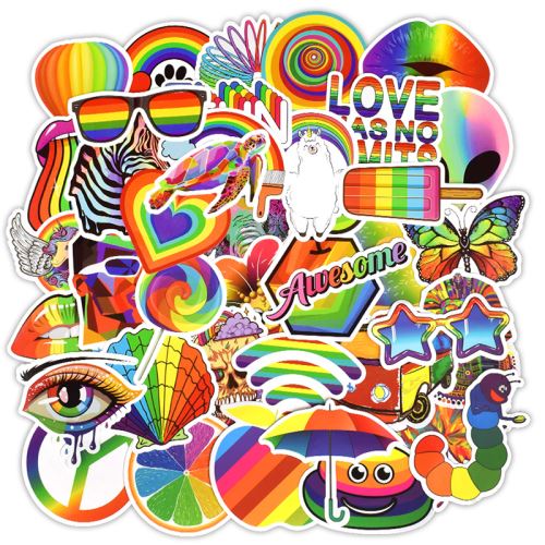 50 pieces Stickers pour décoration des bagages/des chambres - Arc-en-ciel