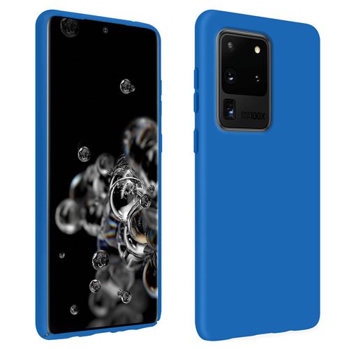 Avizar Coque pour Galaxy S20 Ultra Semi-rigide Soft Touch Compatible QI Bleu