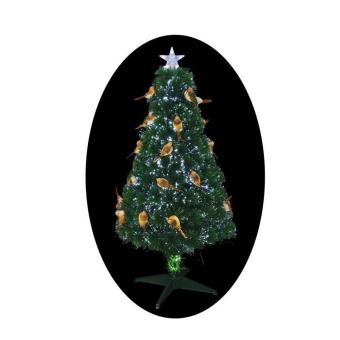 Sapin De Noël Artificiel Fibre Optique Avec Oiseaux 25 Led