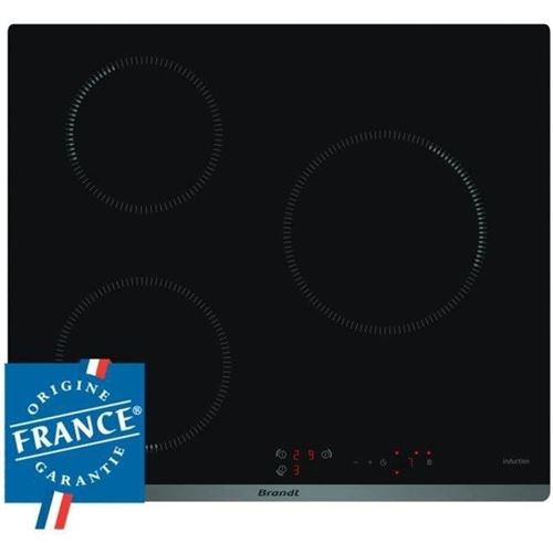 Brandt BPI6310B - Table de cuisson à induction - 3 plaques de cuisson - Niche - largeur : 56 cm - profondeur : 49 cm - noir