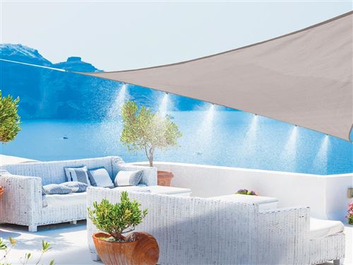 JARDIDECO Voile D'ombrage Triangulaire Avec Brumisateur 6 Buses Blanc/gris -  