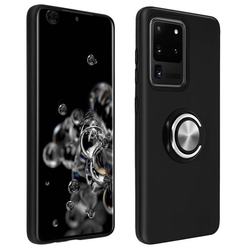 Avizar Coque Pour Galaxy S20 Ultra Antichoc Bague Maintien Support Bords Surélevés Noir