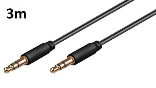Cable 3m pour ASUS ZenFone 4 Voiture Musique Audio Double Jack Male 3.5 mm NOIR