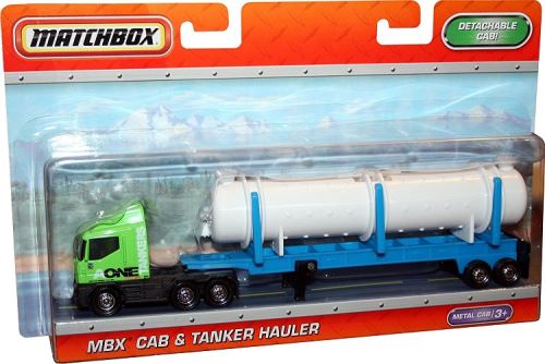 Matchbox mbx cab & tanker hauler - camion citerne vert et bleu - mattel
