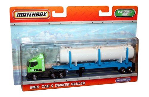 Matchbox mbx cab & tanker hauler - camion citerne vert et bleu - mattel