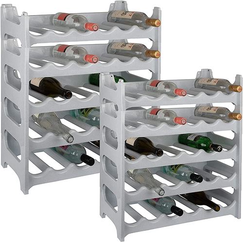 Cave à vin modulable, Étagère à bouteille, Casier à bouteille, Range bouteille, Porte bouteille (60 emplacements de bouteilles, Gris Granite)