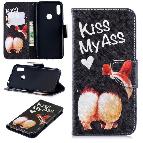 Etui en PU impression de motifs Va te faire foutre pour votre Huawei Y6 (2019)/Y6 Pro (2019)/Y6 Prime (2019)