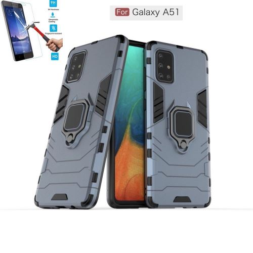 Coque Samsung Galaxy A51 Anti Choc Gris Avec Film Verre Trempé Housse Etui Antichoc Armor Avec Support Magnétique hfs-house®