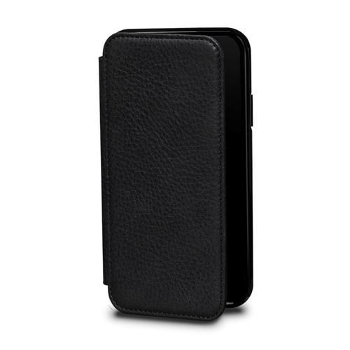 Etui pour iPhone Xs / iPhone X en cuir véritable porte-cartes noir Sena Cases