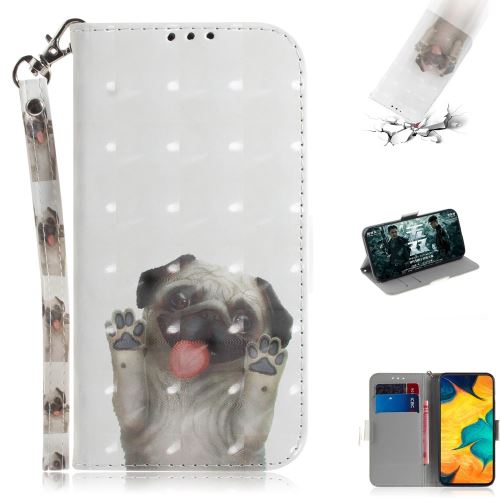 Etui en PU impression de motifs décor de points lumineux chien agitant les pattes pour votre Samsung Galaxy A30