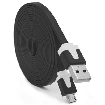 Câble Micro USB NOVAGO 3 Mètres Noir - Pour Recharger Smartphones WIKO - Neuf Sous Blister