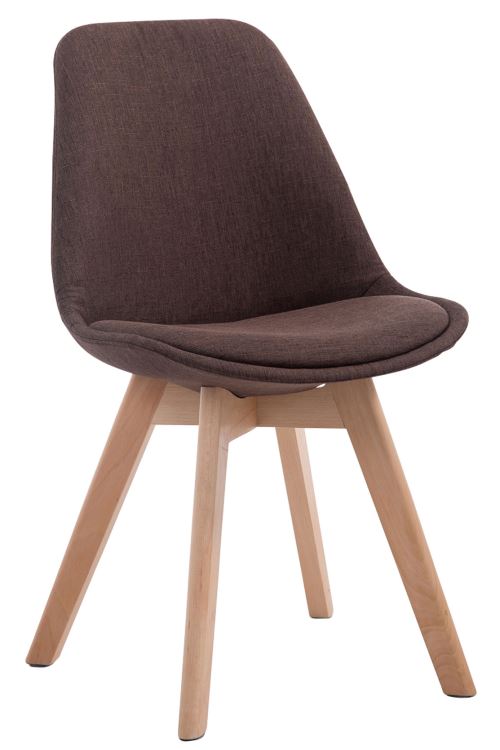 Chaise de Salle à manger Borneo V2 en Tissu - Style scandinave - Chaise Visiteur avec Piètement en Bois de Chêne Nature - Couleur Marron