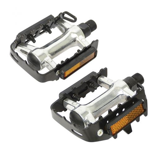 Dresco pédales de plate-forme MTB 11 cm métal chromé/noir 2 pièces