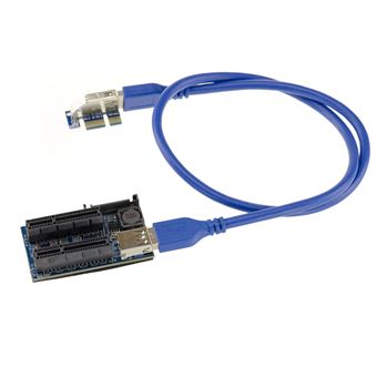 Plaque D'extension PCI Express - 1 Port PCIe X1 Vers 3 Ports PCIe X1 - Chipset PLX/PERICOM - Câble 60cm Inclus