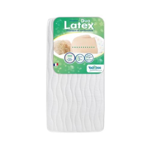 YOOPIDOO Matelas bébé Duo Latex - Double confort - Respirant - Fabrication française - 60 x 120 x 12 cm
