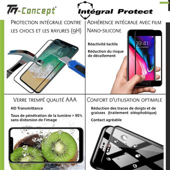 Protège écran TM CONCEPT Verre trempé intégral - iPhone 11 - Noir