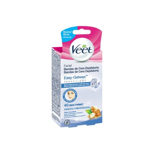 Bandes de Cire Dépilatoires Faciales Peaux Sensibles Veet (Pack de 40)