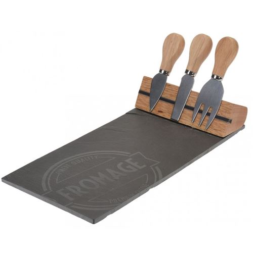 Comparer les prix de Plat à fromage - Ardoise - 3 coûteaux