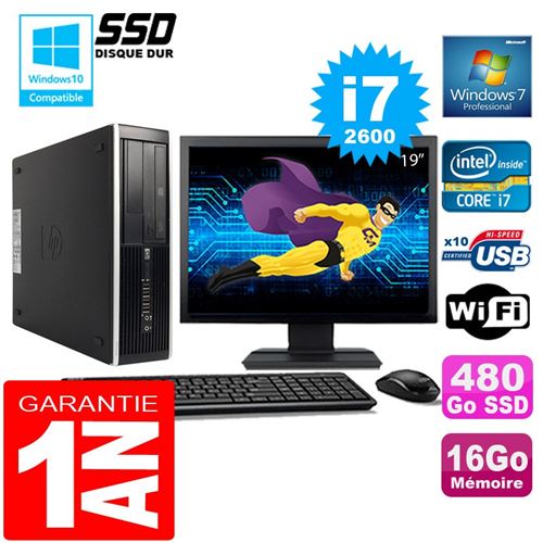 Pc hp compaq 8300 sff core i7-2600 ram 16go disque 480 go ssd wifi w7 ecran 19' État correct -  reconditionné disponible sur Fnac