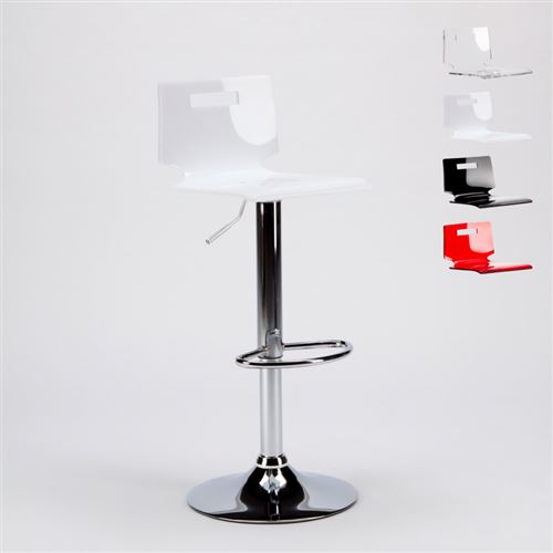 Tabouret haut bar et cuisine en acier chromé Sa Jose Design, Couleur: Blanc
