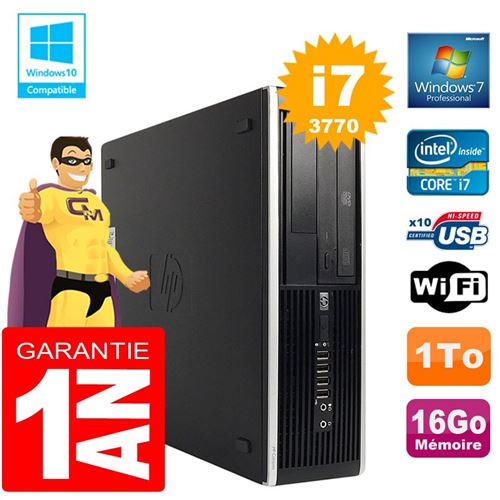 Pc hp compaq 8300 sff core i7-3770 ram 16go disque 1 to graveur dvd wifi w7