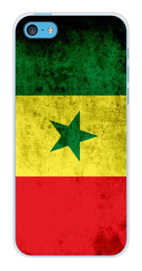 Coque en silicone imprimée compatible Apple iPhone 5C Drapeau Sénégal