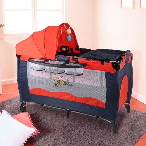30 Sur Lit Bebe De Voyage Jeobest Avec Pliant Table A Langer Et Jouets Rouge Et Noir Lit Pour Enfant Achat Prix Fnac