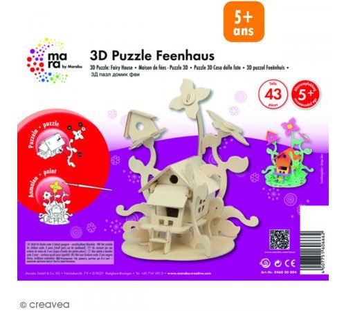Puzzle 3D en bois à monter - Maison de fée - 43 pcs