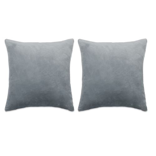 vidaXL Jeu de coussin 2 pcs Velours 45 x 45 cm Gris