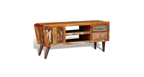 Meuble tv vintage multicolore 1 porte et 2 tiroirs